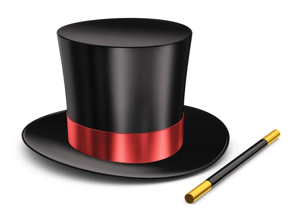 Magic hat and magic wand — Stock Photo, Image