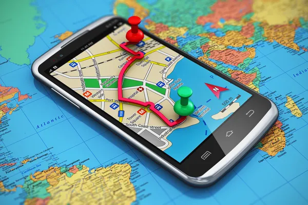 GPS navigace, cestování a turistika koncepce — Stock fotografie