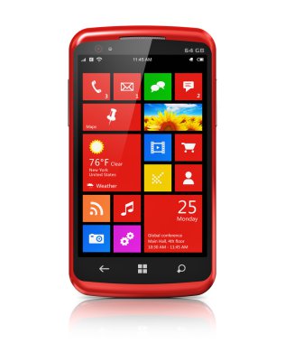Modern smartphone dokunmatik ekran arayüzü ile