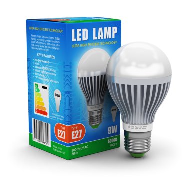 LED lamp with package box clipart