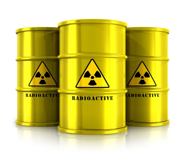 Yellow barrels with radioactive waste — Stock Photo, Image