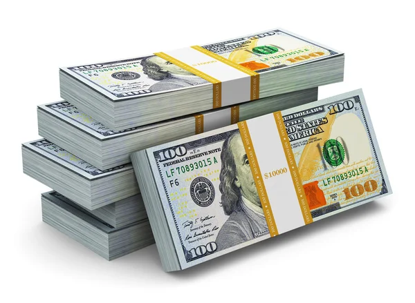 Stapel neuer 100-Dollar-Banknoten — Stockfoto