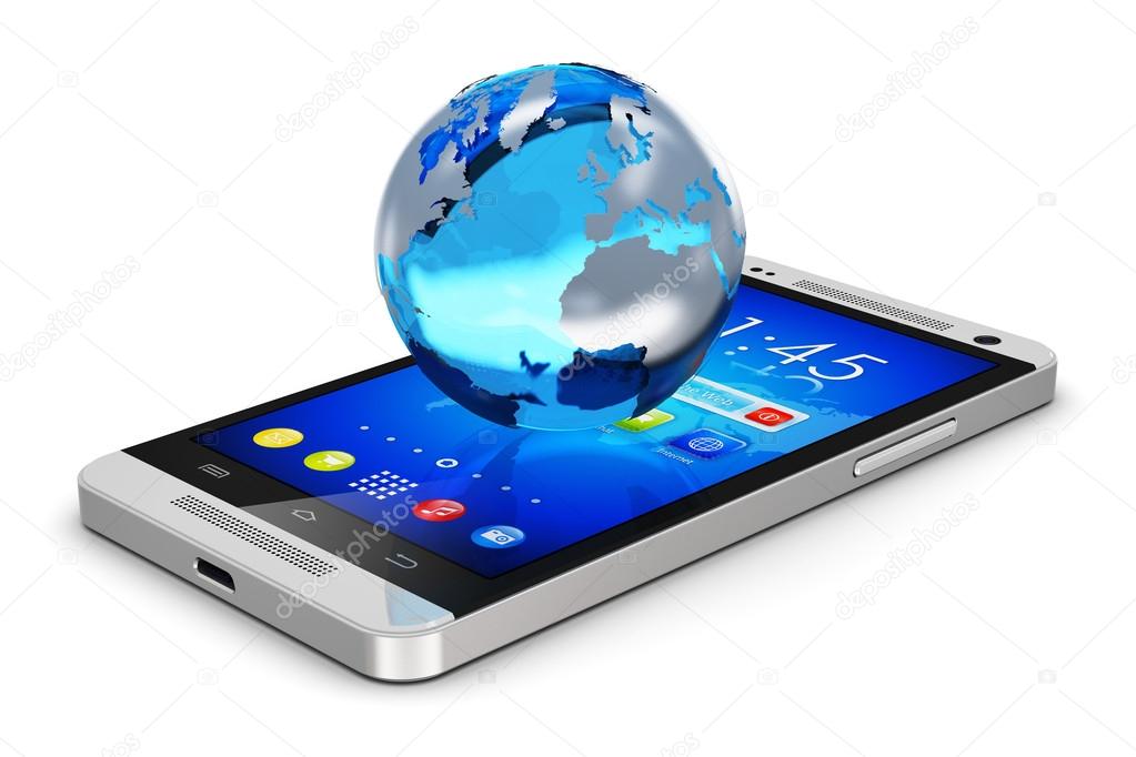 Earth globe on smartphone