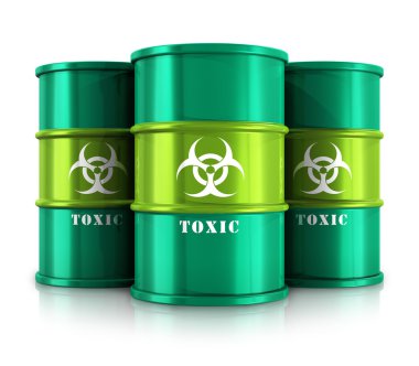 Green barrels with toxic substances clipart