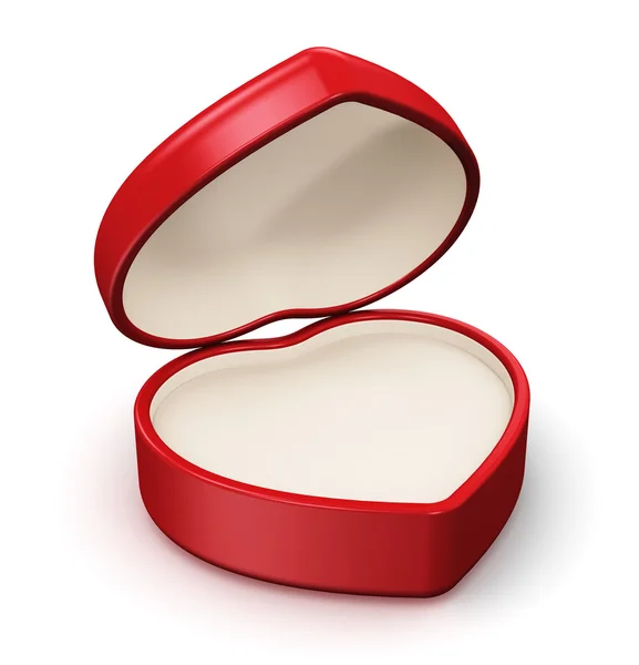 Red heart shape box for jewelry — Stock Photo, Image