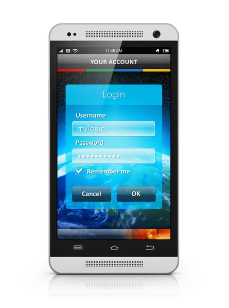 Pantalla de inicio de sesión en smartphone —  Fotos de Stock