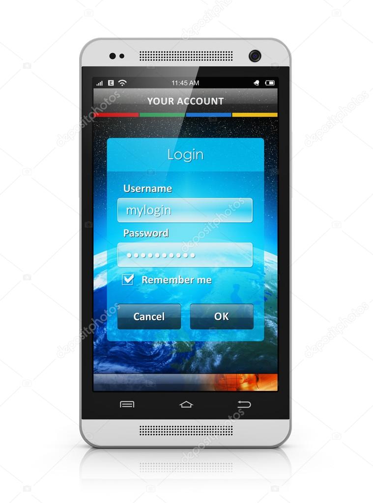 Login screen on smartphone