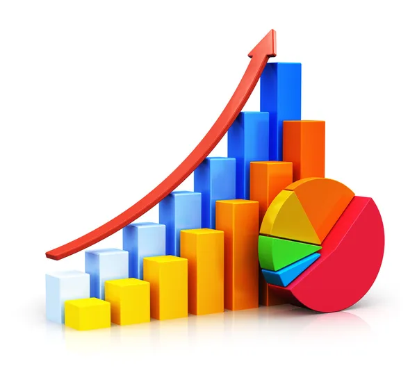 Growing bar graphs and pie chart — Stock Photo, Image