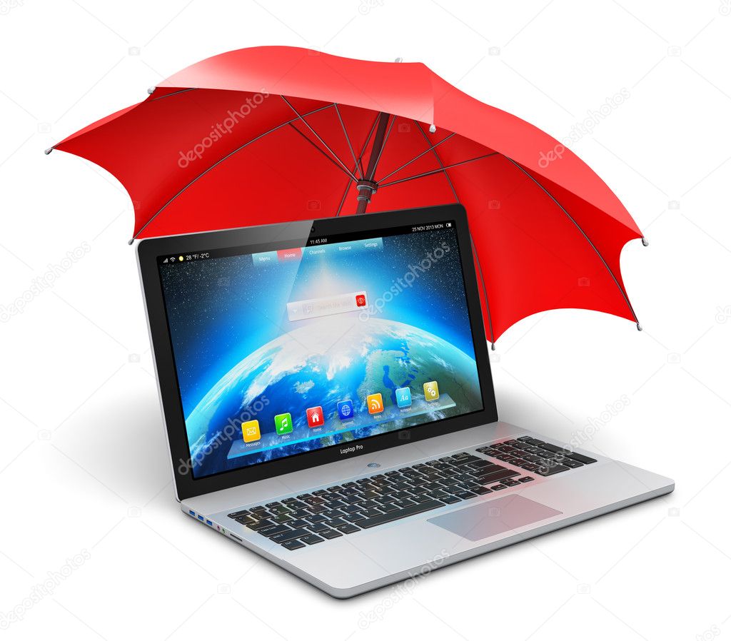 Notebook and umbrella