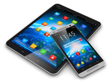 Tablet computer and smartphone clipart