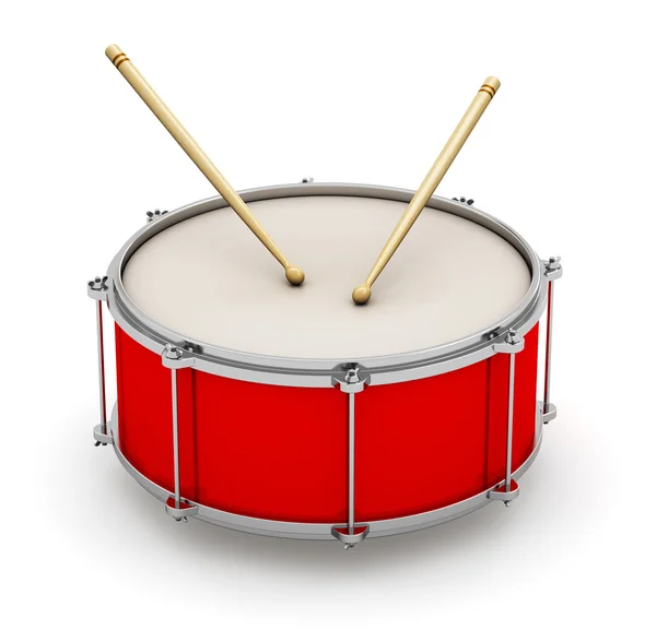 Red drum with drumsticks — Stock Photo, Image
