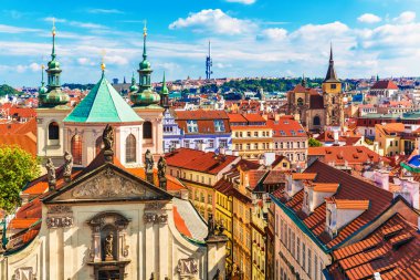 Prag ve Czech cumhuriyetinin havadan görüşü