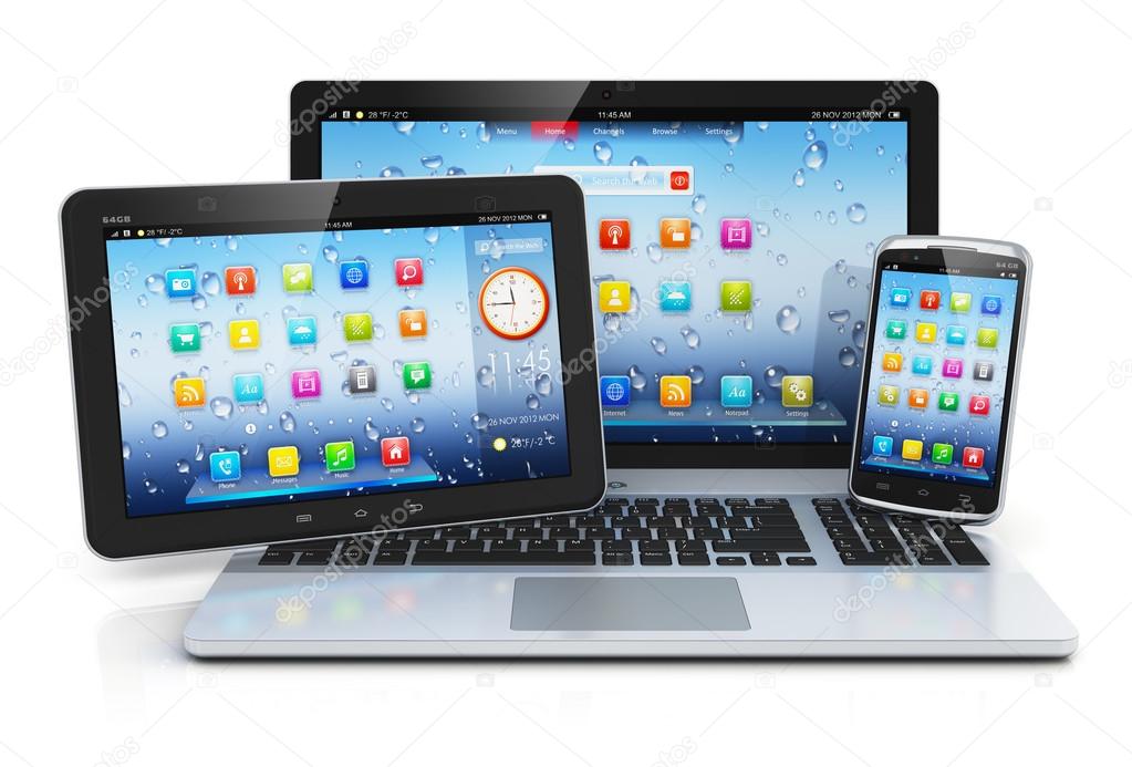 Laptop, tablet PC and smartphone Stock Photo by ©scanrail 43107455