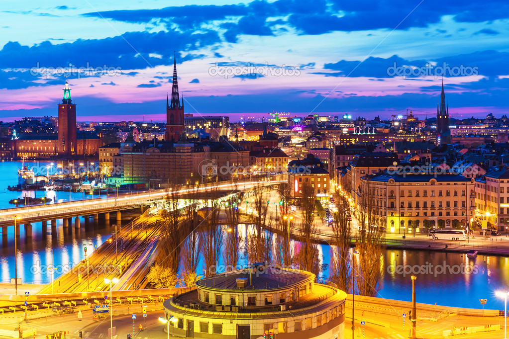 Night panorama of Stockholm, Sweden Stock Photo by ©scanrail 45732097
