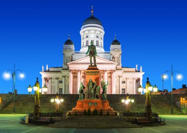 Senate Square at night in Helsinki, Finland clipart