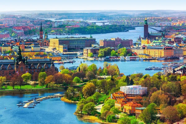 Luchtfoto panorama van stockholm, Zweden — Stockfoto