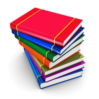 renk ciltli kitap yığını