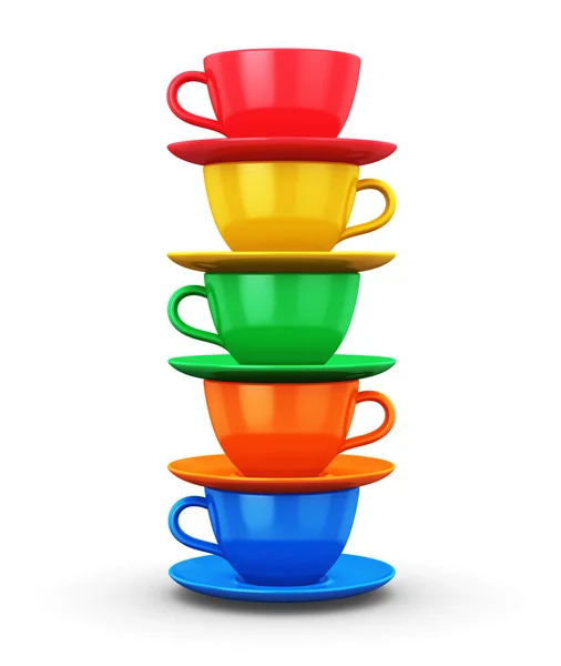 Pila de tazas de café de color — Foto de Stock