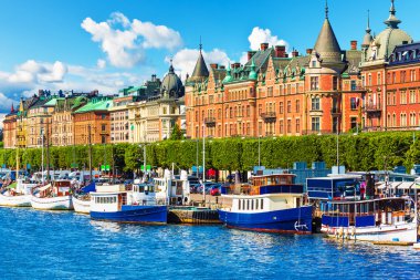 Stockholm 'de eski bir kasaba, İsveç