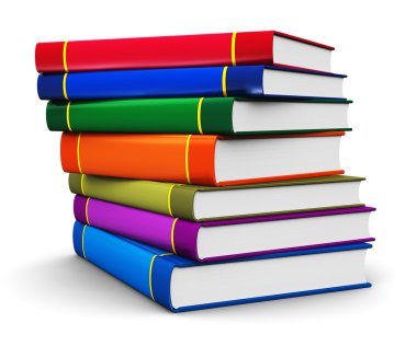 renk ciltli kitap yığını