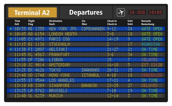 Aeroporto de partida Board —  Vetores de Stock