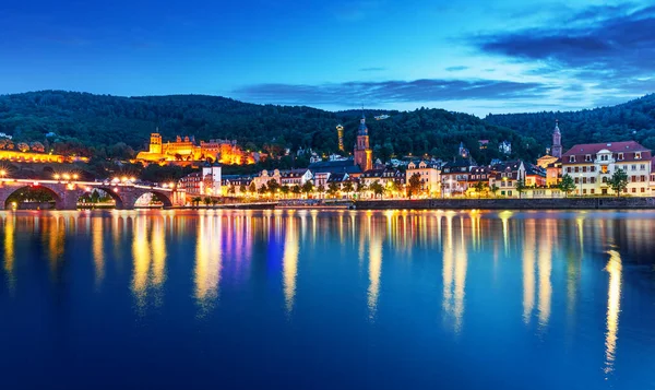 Scénický Letní Večer Panorama Pohled Staré Město Molo Architektury Neckar — Stock fotografie