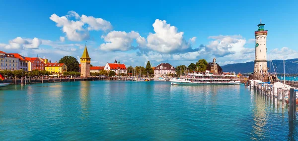 Scenic Summer Panorama View Old Town Pier Architecture Ancient Lighthouse — 스톡 사진