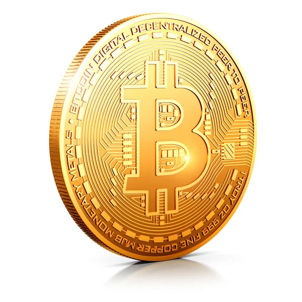 Kreatives Abstraktes Internet Business Und Börsenhandelskonzept Renderillustration Einer Goldenen Bitcoin Stockbild