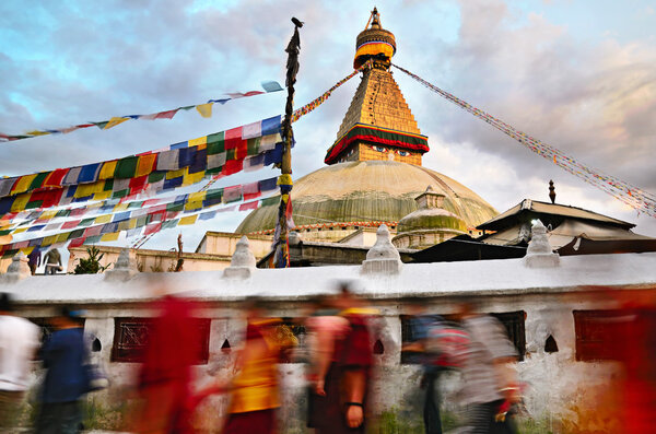 Kora around Boudhanath Stupa