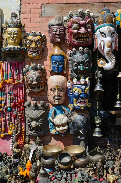 Houten maskers uit nepal — Stockfoto