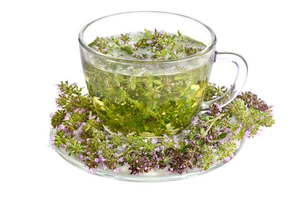 Green tea with thyme — Stock Photo, Image