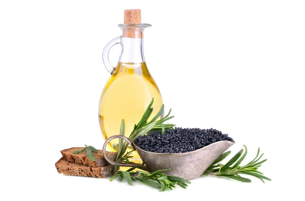 Olive oil and caviar — Stock Photo, Image