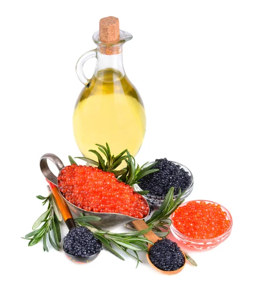 Caviar and olive oil — Stock Photo, Image