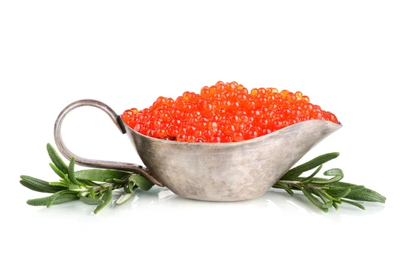 Bote con caviar rojo — Foto de Stock