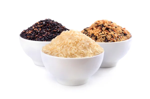 Brown, black and white rices — Stock Photo, Image
