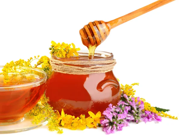 Te och honung — Stockfoto