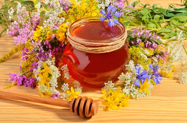 Honung med blommor — Stockfoto
