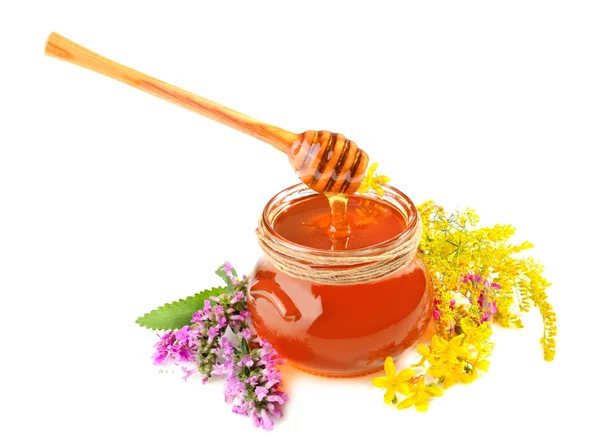 Miel con flores — Foto de Stock