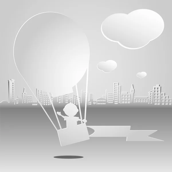 Boy and air balloon — Stock Vector