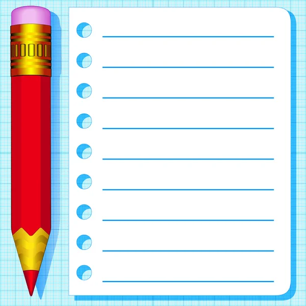 鉛筆とメモ用紙 — ストックベクタ