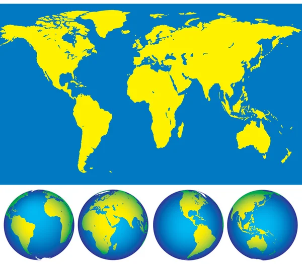 Mapa y globos — Archivo Imágenes Vectoriales