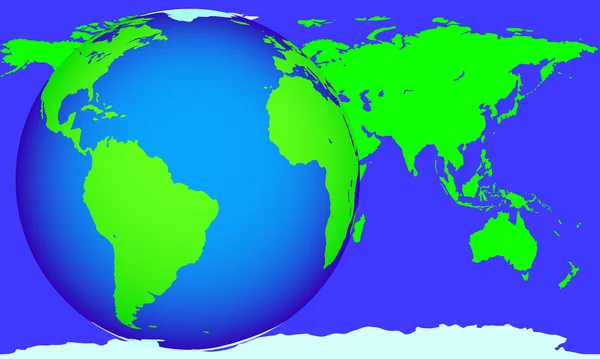 Globe och karta — Stock vektor