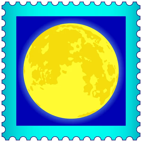 Luna en sello postal — Vector de stock