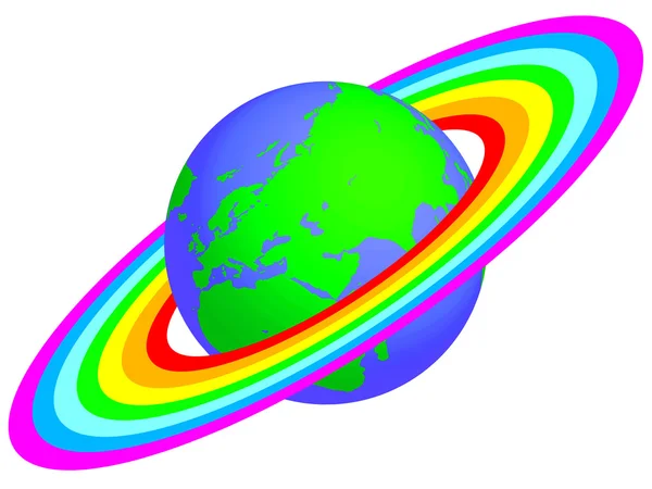 Глобус з райдужними кільцями для різного дизайну . — стоковий вектор