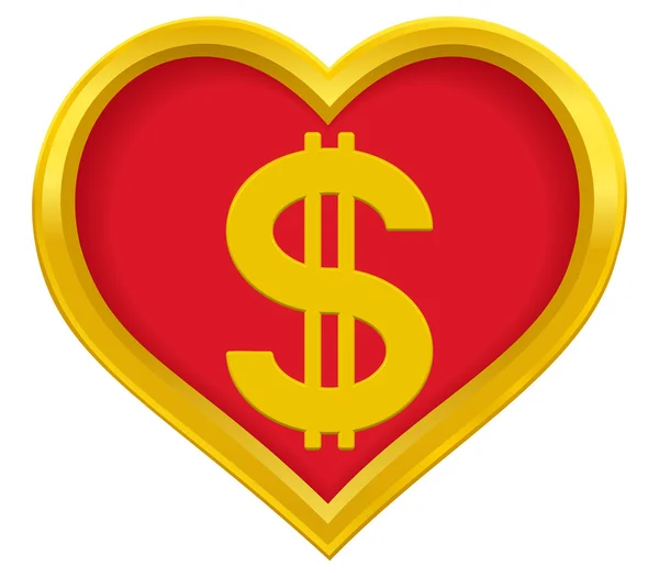 Corazón dólar — Vector de stock