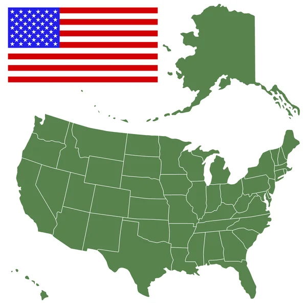 Mapa y bandera de USA — Archivo Imágenes Vectoriales