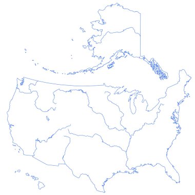 Contour map of USA clipart