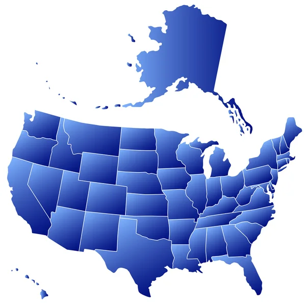 Mappa di Silhouette degli Stati Uniti — Vettoriale Stock