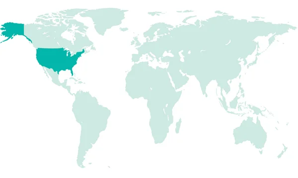 EEUU en el mapa del mundo — Vector de stock