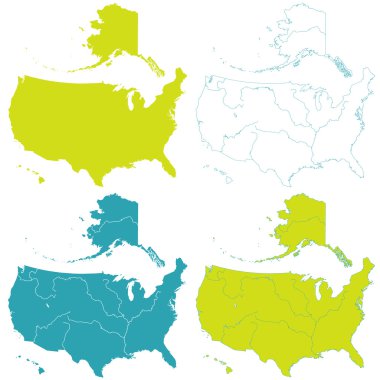 Map of USA set clipart